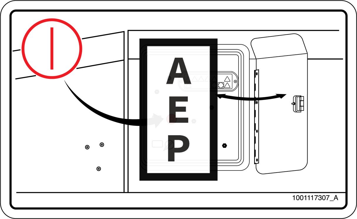 JLG 1001117307 Decal Emergency Stop