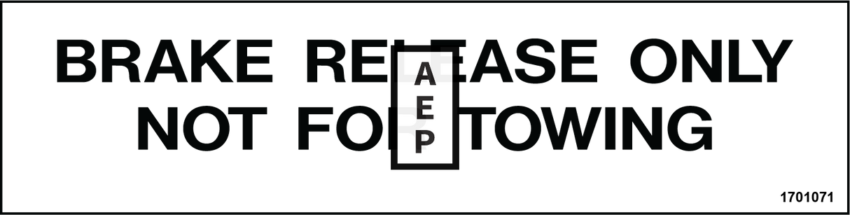 JLG 1701071 Decal Brake Release