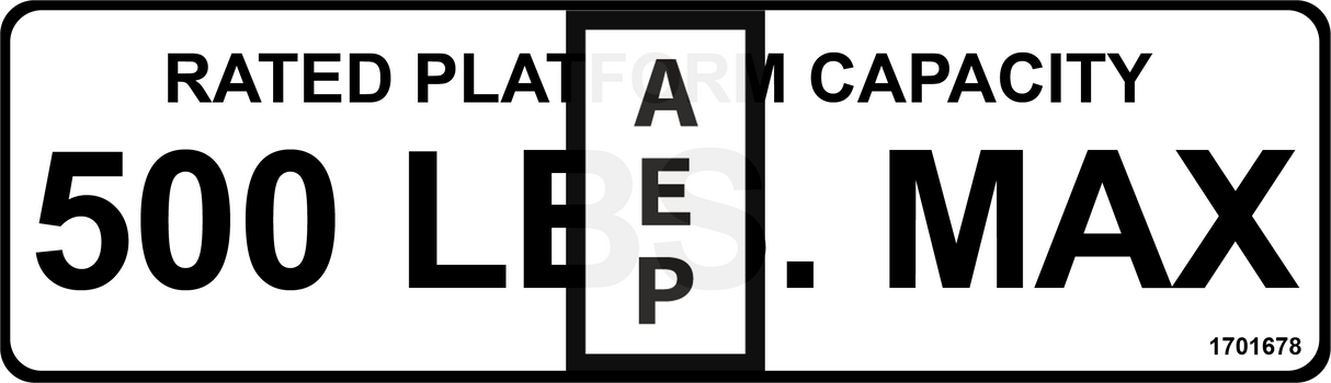 JLG 1701678 Decal 500 Lb Cap