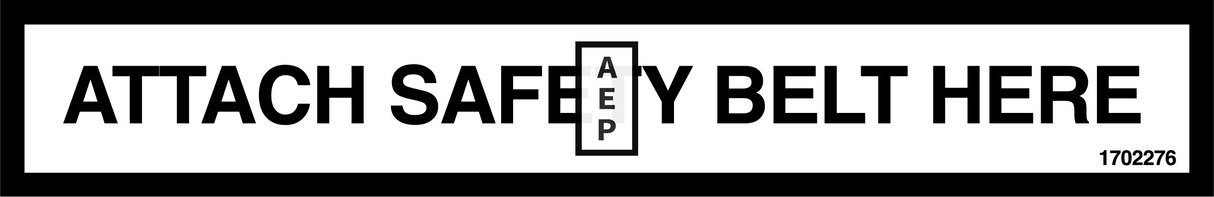 JLG 1702276 Decal Attach Safety Belt Here