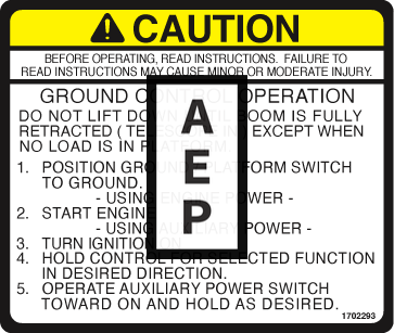 JLG 1702293 Decal Grnd Cont Oper