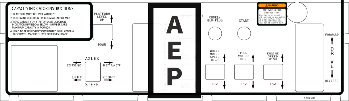 JLG 1702401 Decal Console Box