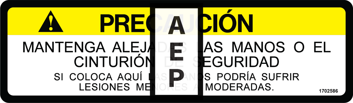 JLG 1702586 Decal No Hands Spa Lat Am