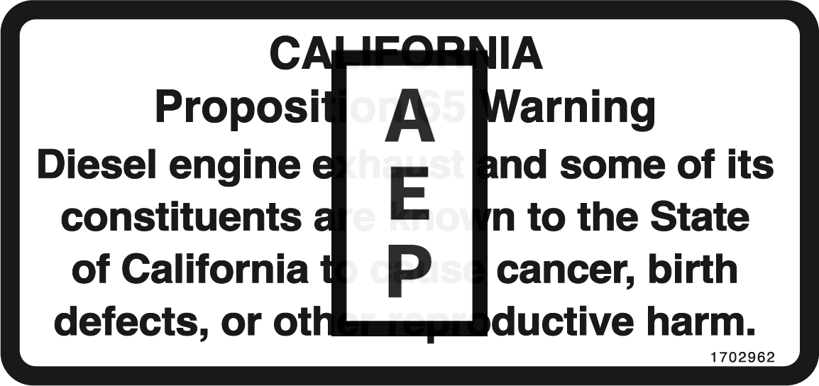 JLG 1702962 Decal Warning Prop 65 Dsl
