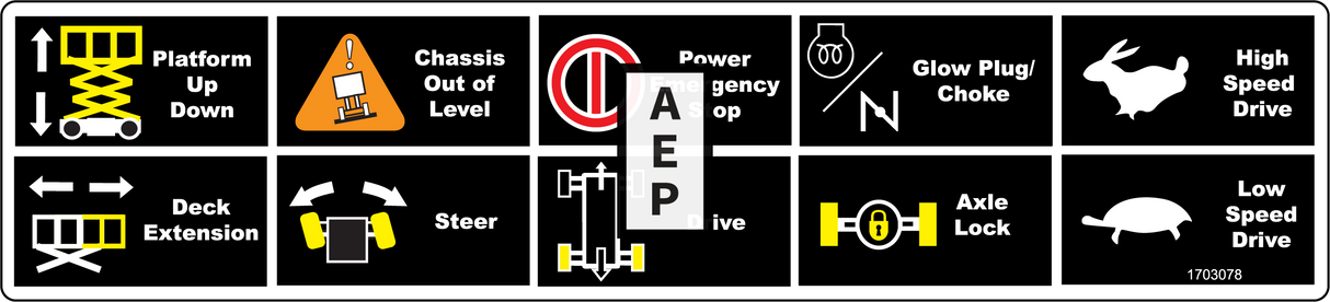 JLG 1703078 Decal Legend