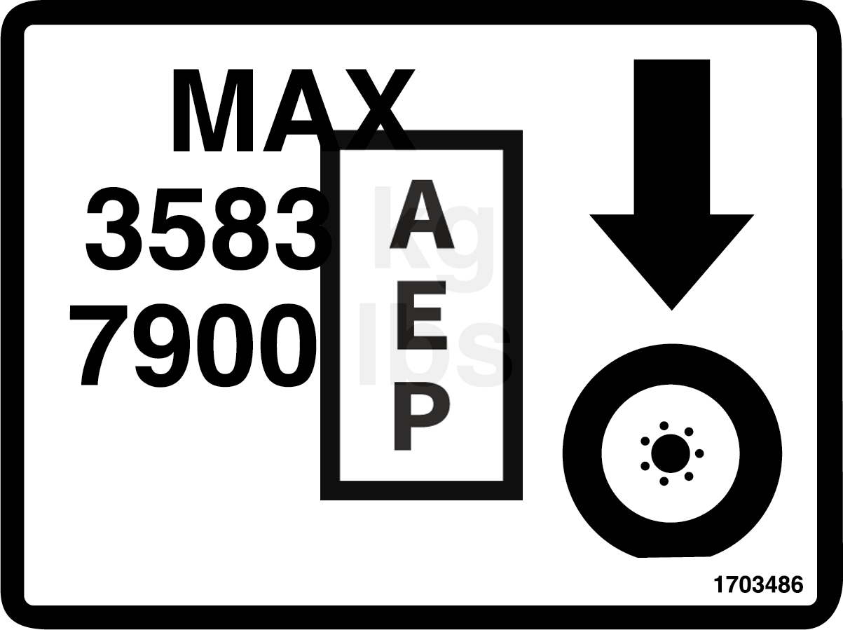 JLG 1703486 Decal Max Tire Load
