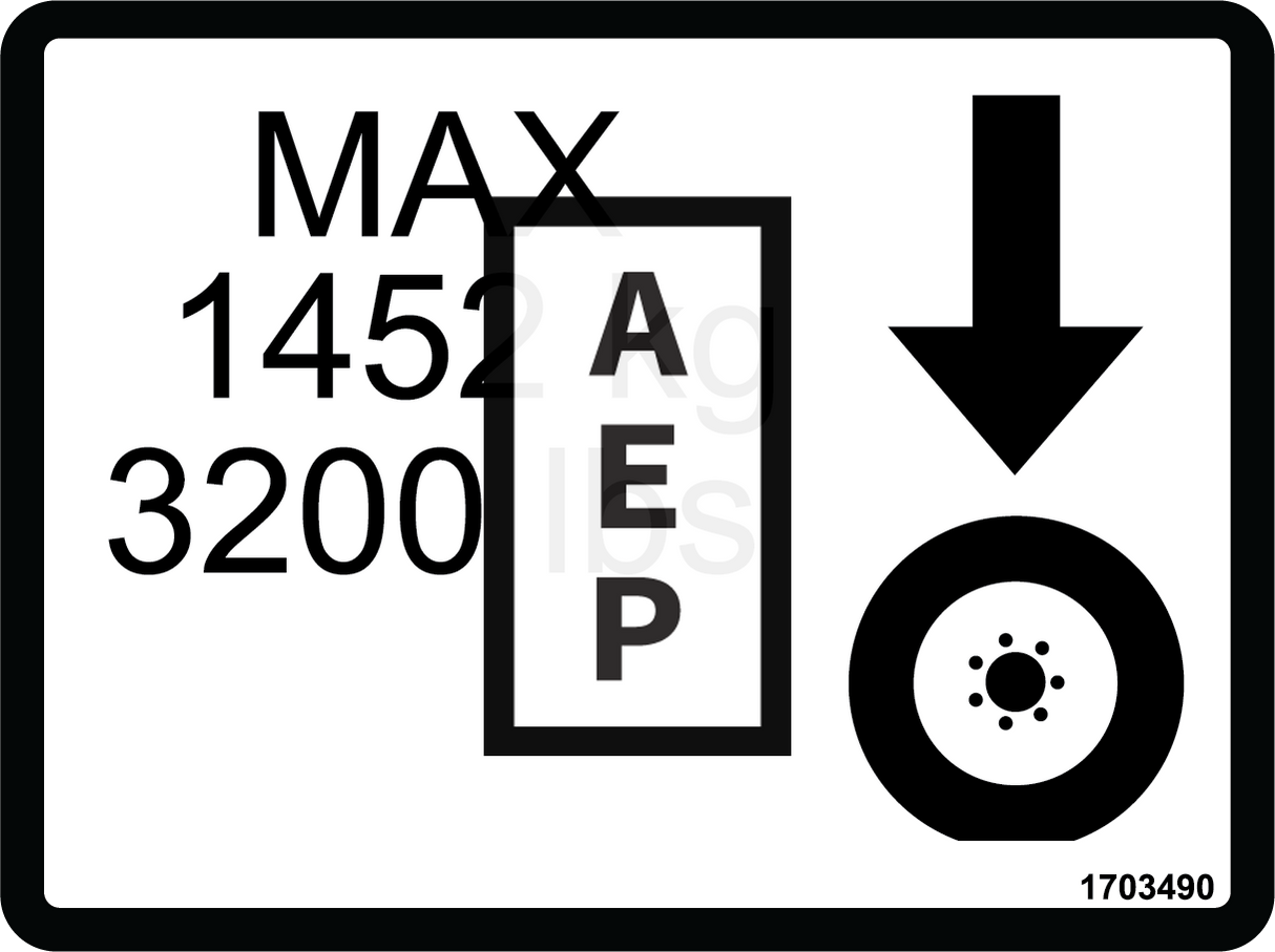 JLG 1703490 Decal Max Tire Load