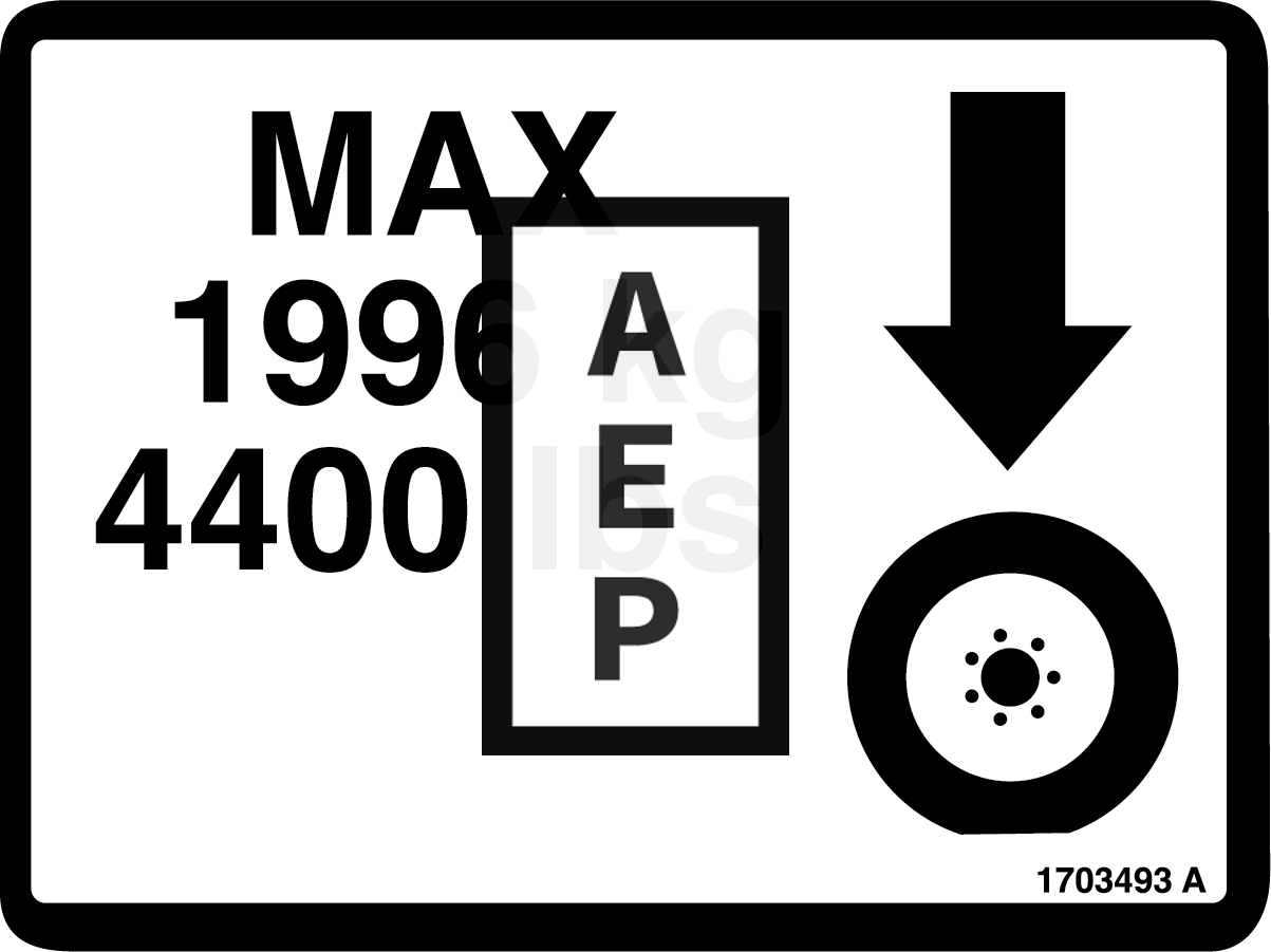 JLG 1703493 Decal Max Whl Load