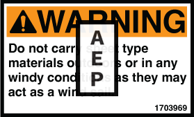 JLG 1703969 Decal Wind Warning