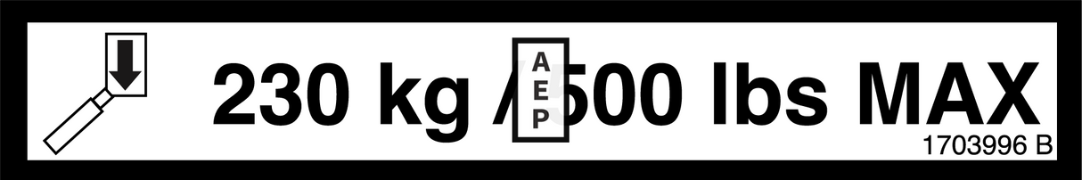 JLG 1703996 Decal 230 500 Max Cap