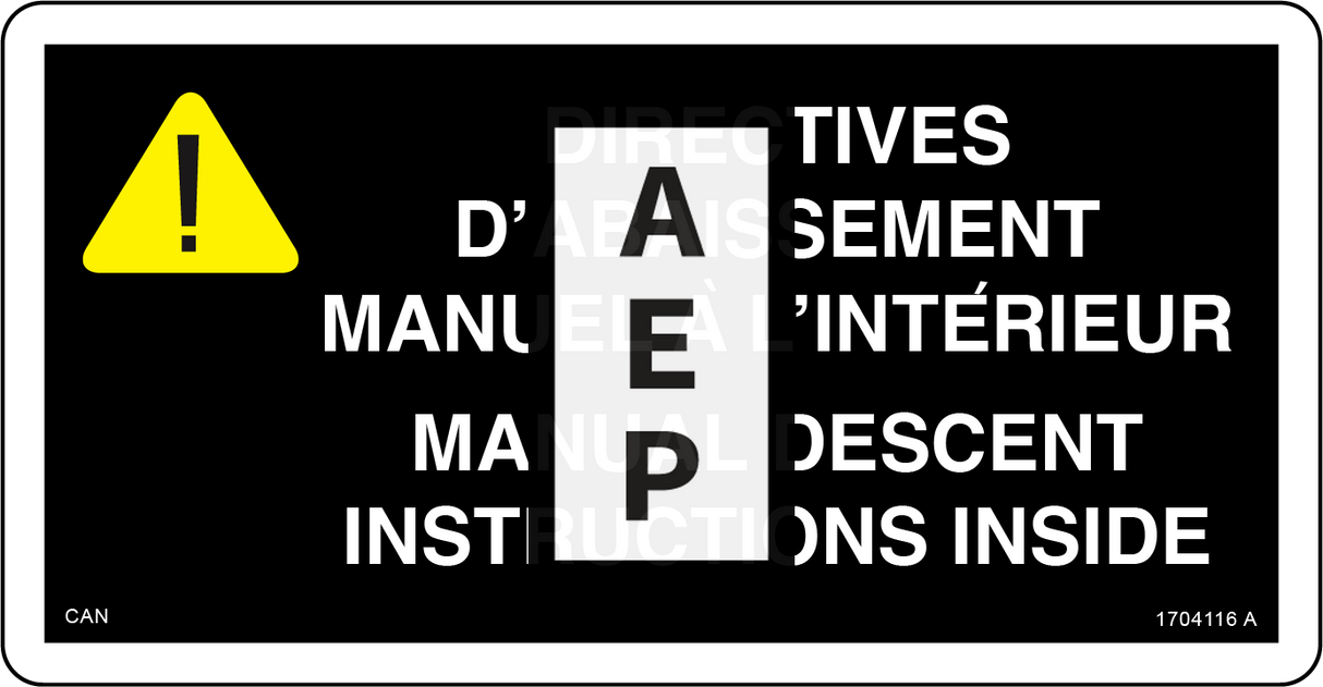 JLG 1704116 Decal Man Des Instr Insidecan