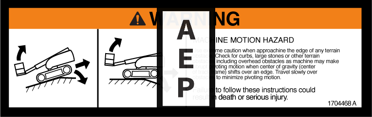 JLG 1704468 Decal Mach Motion Hazard