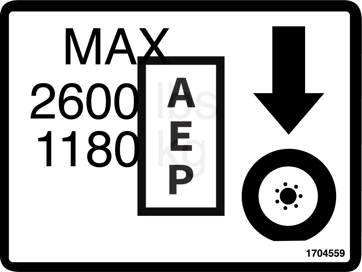 JLG 1704559 Decal Max Tire Load