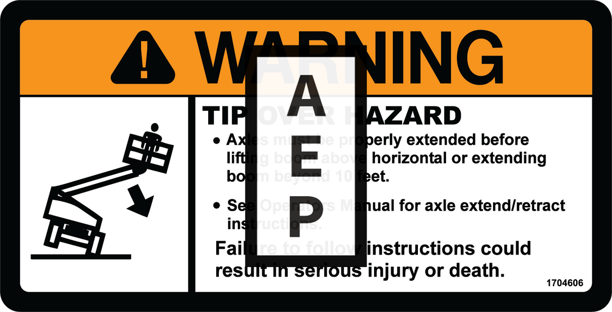 JLG 1704606 Decal Warn Tip Hazard