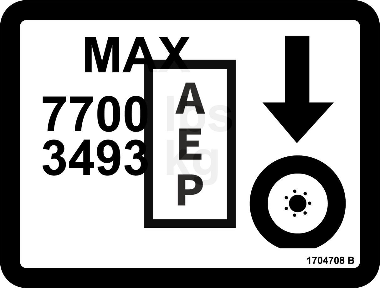 JLG 1704708 Decal 7700Lbs Tire Load