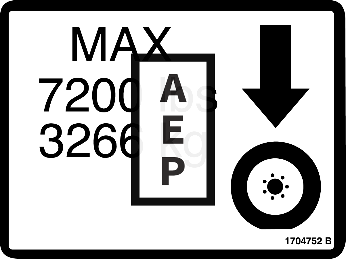 JLG 1704752 Decal Max Tire Load 7200#