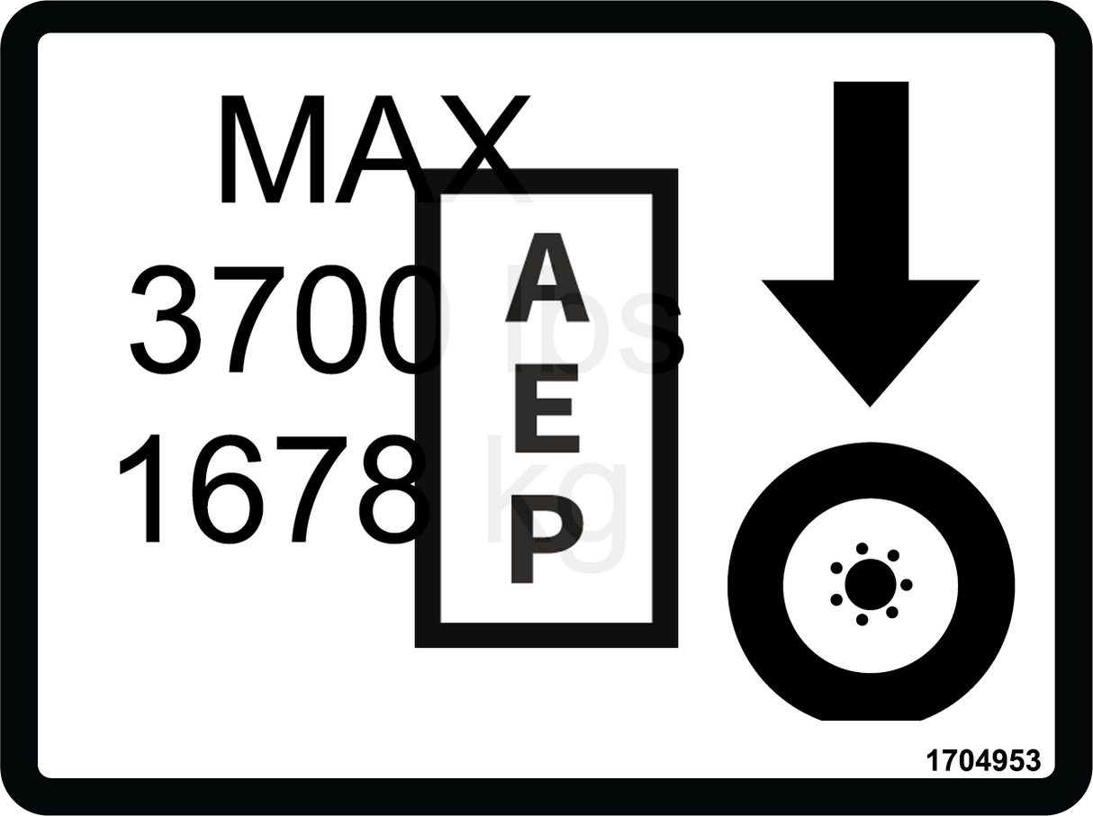JLG 1704953 Decal Max Tire Load