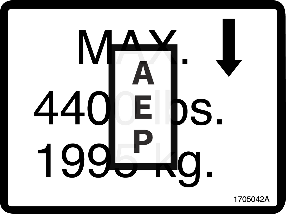 JLG 1705042 Decal Max Load Jacks