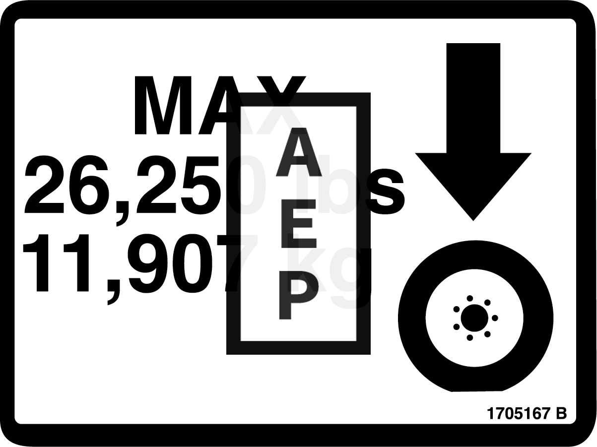 JLG 1705167 Decal 26250 Max Tire Load