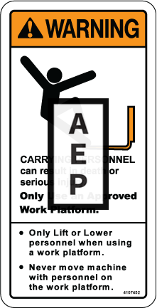 JLG 4107452 Decal Warning Falling