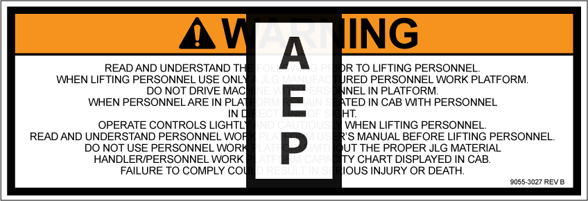 JLG 90553027 Decal Warning Decal
