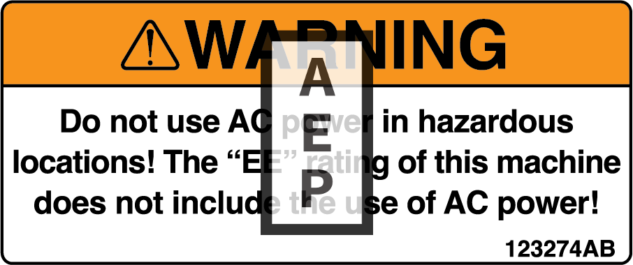 Skyjack 123274 Decal Warning Ac Power