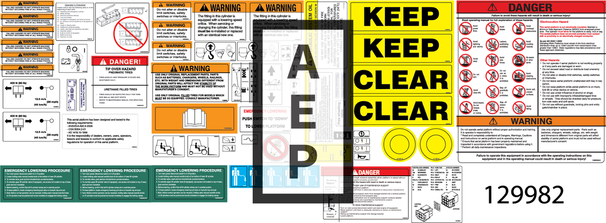 Skyjack 129982 Decal Kit Ansi Csa Sjiii68X