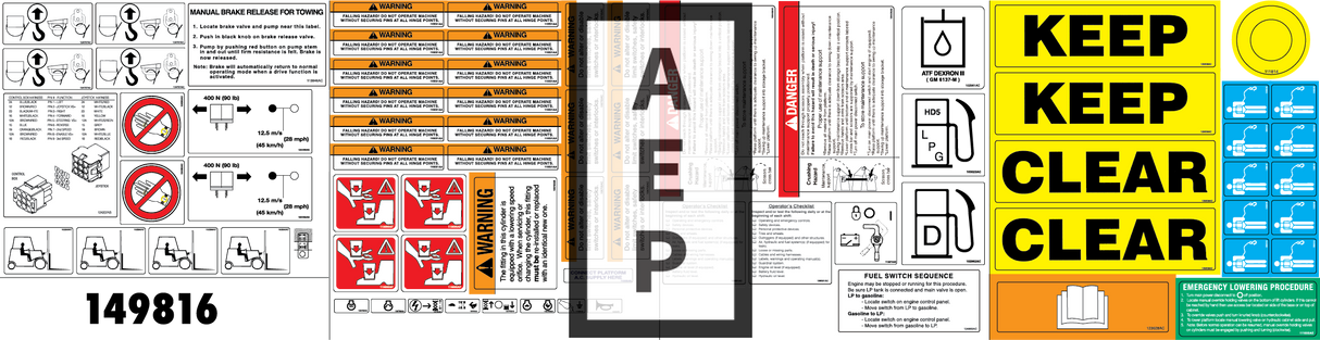 Skyjack 149816 Decal Kit 1000 Ansi Csa Ref