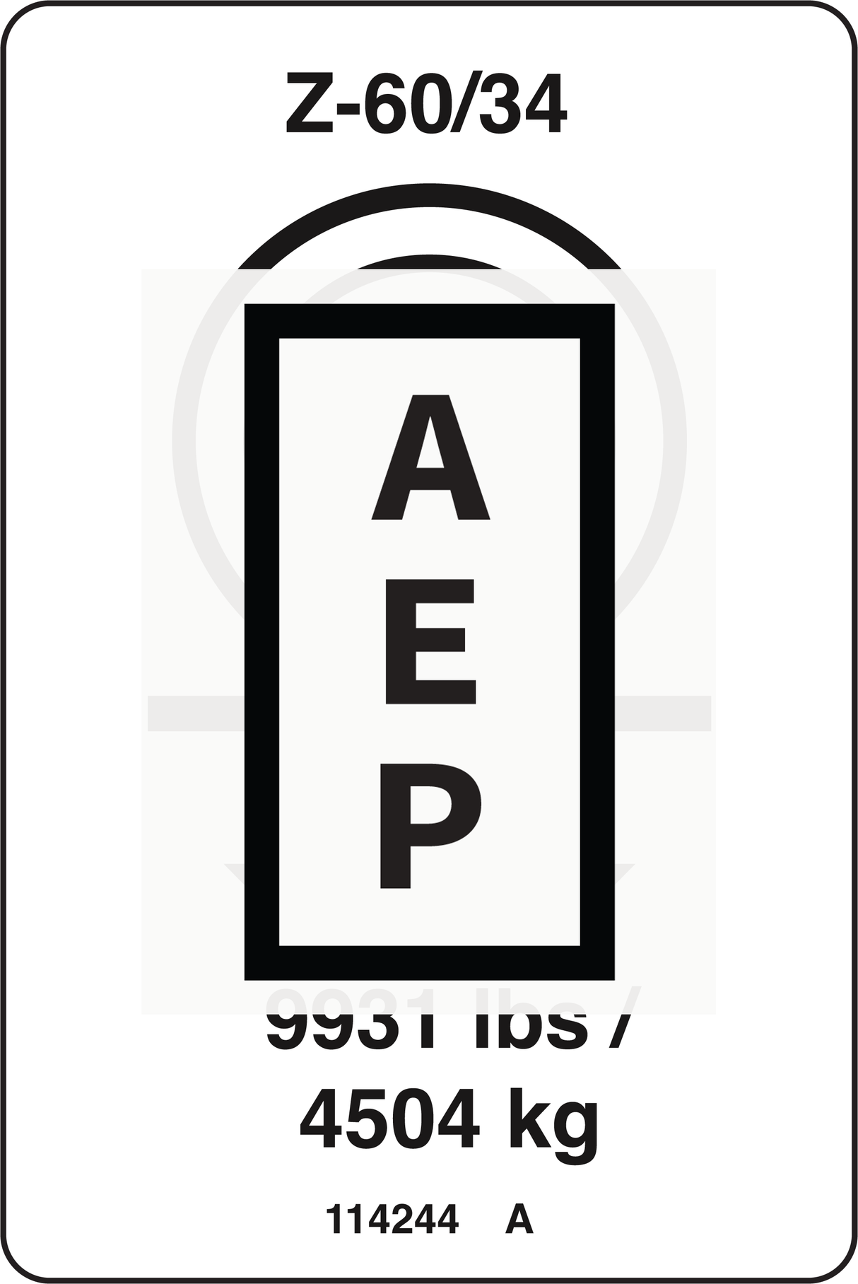 Genie 114244 DECAL,LABEL,WHEEL LOAD Z60