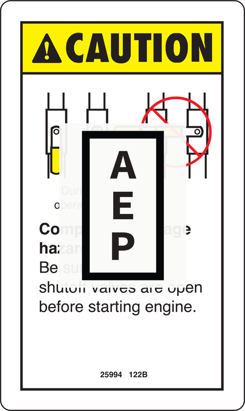 25994 Decal,Notice,Shutoff Valves For Genie