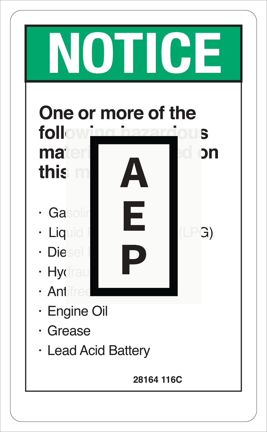 28164 Decal,Notice,Hazardous Mat'Ls For Genie