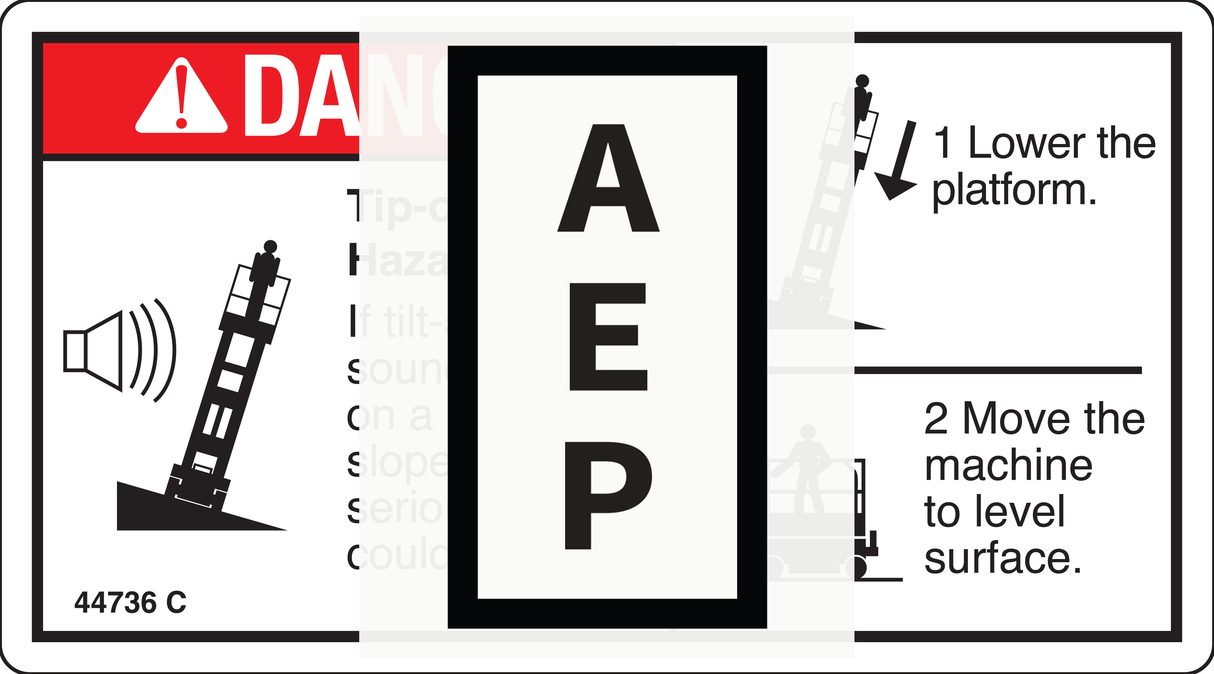 Genie 44736 DECAL,DANGER,TIP-OVER,TILT