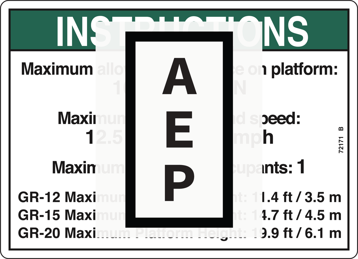 Genie 72171 DECAL,SIDE FORCE,100,GR,ANSI