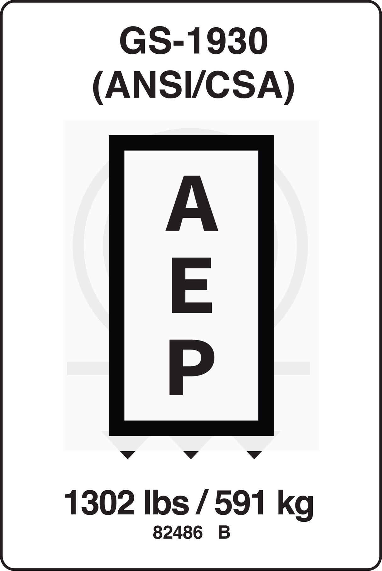 Genie 82486 DECAL,LABEL,WHEEL LOAD 1930