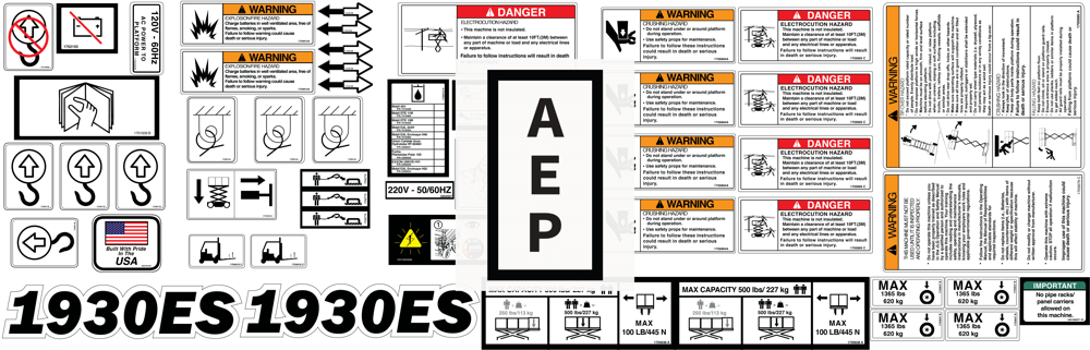 1001149795 Kit(Service),1930ES Decal For JLG