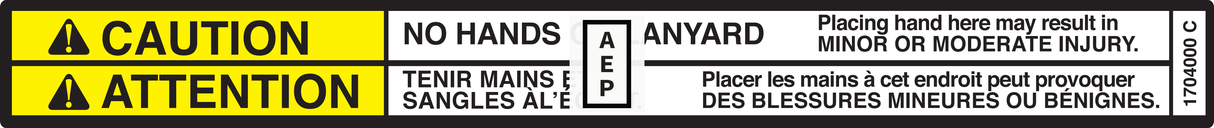 JLG 1704000, DECAL, CAUTION NO HANDS (CAN)