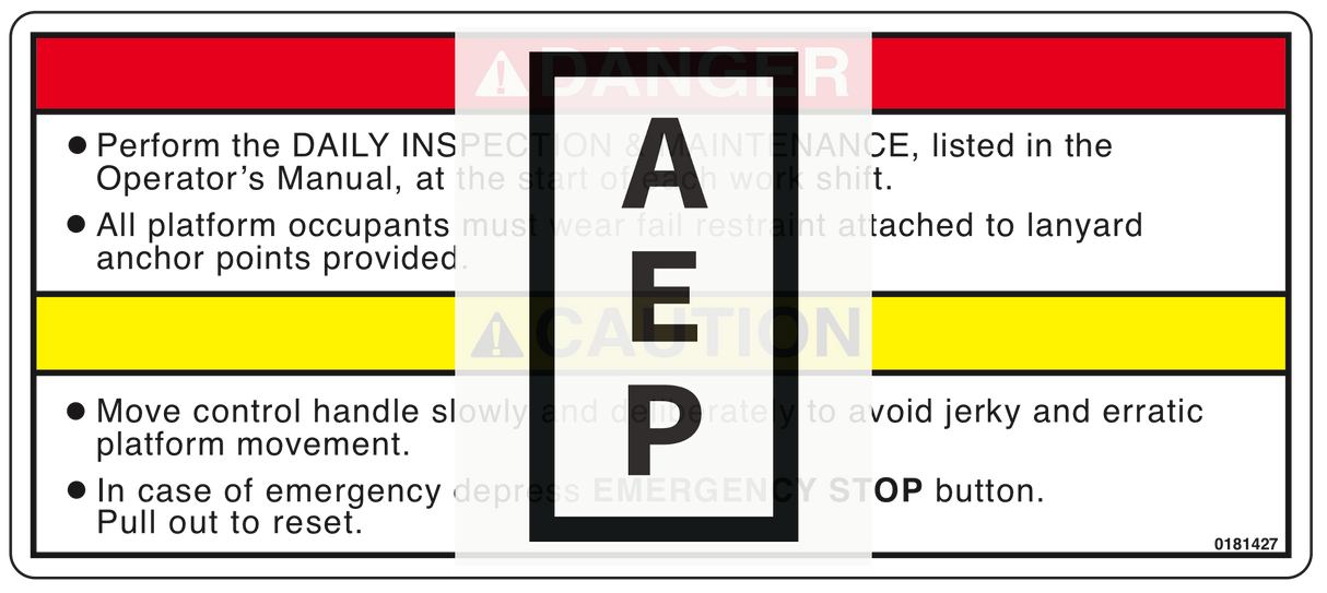 Snorkel 0181427 DECAL, CAUTN INSPECT UNIT