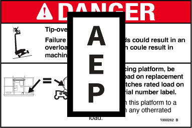 Genie 1000262 Danger-Tip Over-Plat