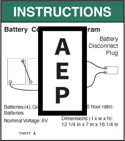 Genie 114117 Safety Label Batt Conn Diagram | Aerial Lift Decals
