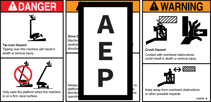 Genie 218559 Danger/Warning Combo | Aerial Lift Decals
