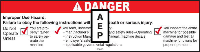 Genie 25066 Safety Label Improper Use Hazard | Aerial Lift Decals