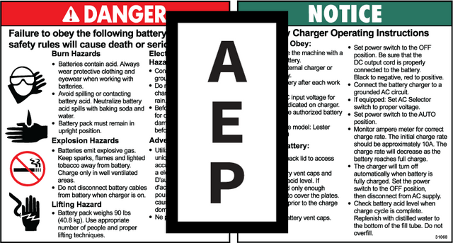 Genie 31068 Danger-Battery Safety