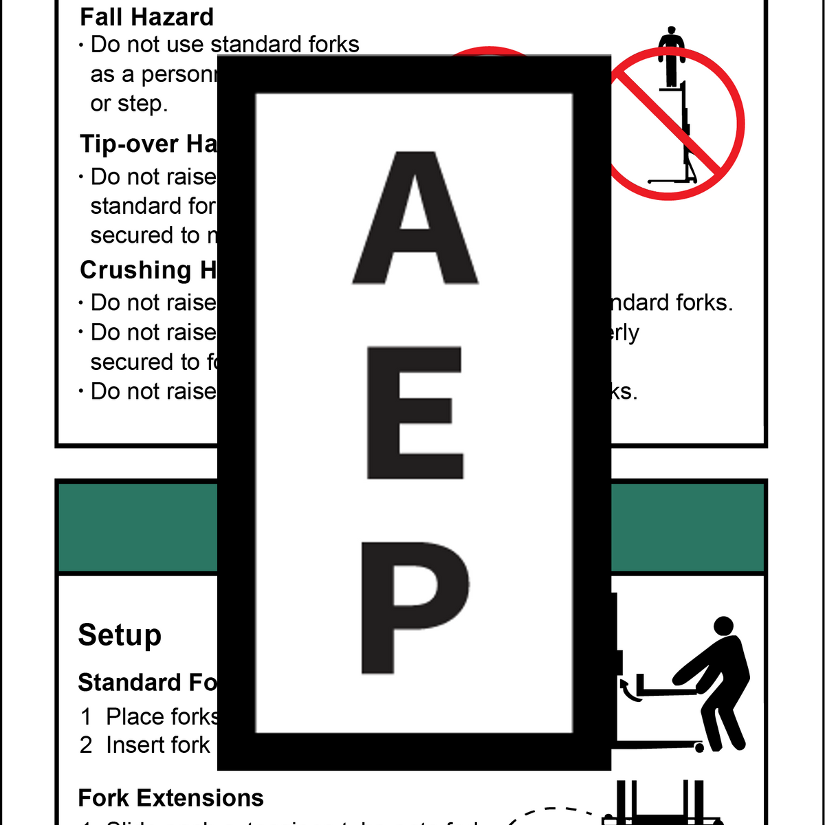 Genie 32687 Warning Std.Fork Safety | Aerial Lift Decals