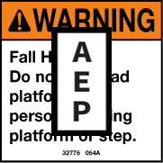 Genie 32775 Safety Label Warning-Fall Hazard | Aerial Lift Decals