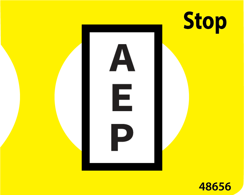 Genie 48656 Safety Label Yellow E Stop | Aerial Lift Decals – Aerial ...