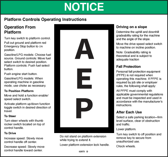 Genie 52073 Notice-Oper Inst-Plat