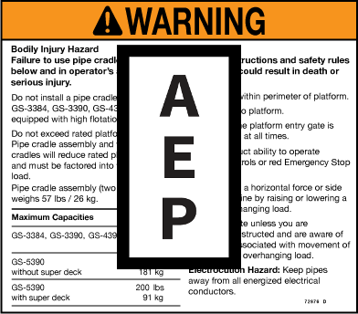 Genie 72976 Warning-43/5390 Piperack