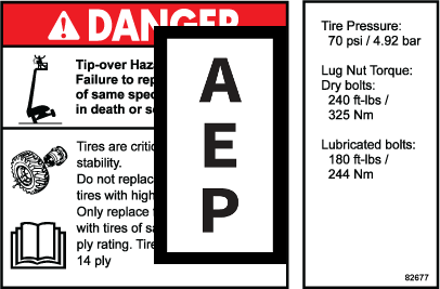 Genie 82677 Danger/Label-Tire Specs