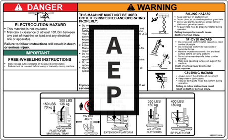 JLG 1001117185 Decal Warning Instruction Dom