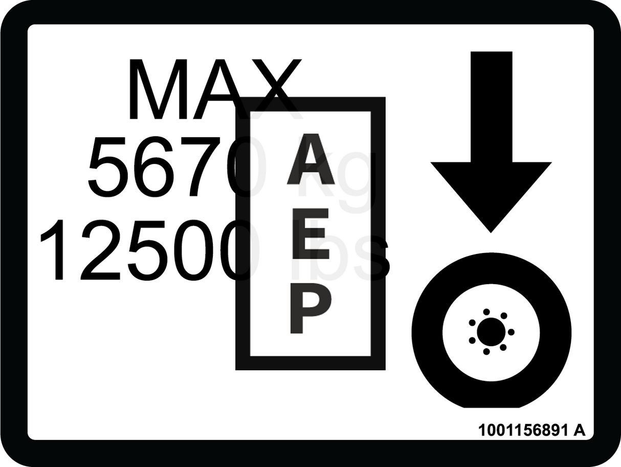 JLG 1001156891 Decal Max Tire Load